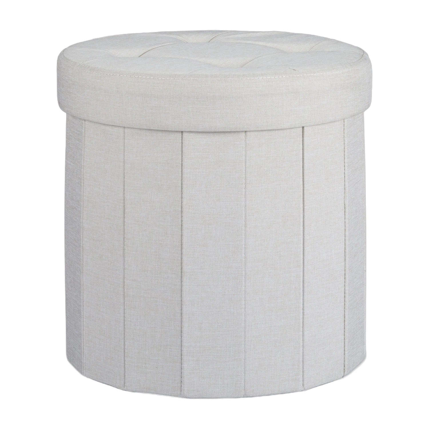 Relaxdays Sitzhocker mit Stauraum Leinen Creme Faltbar 38 cm x 38 cm x 38 cm