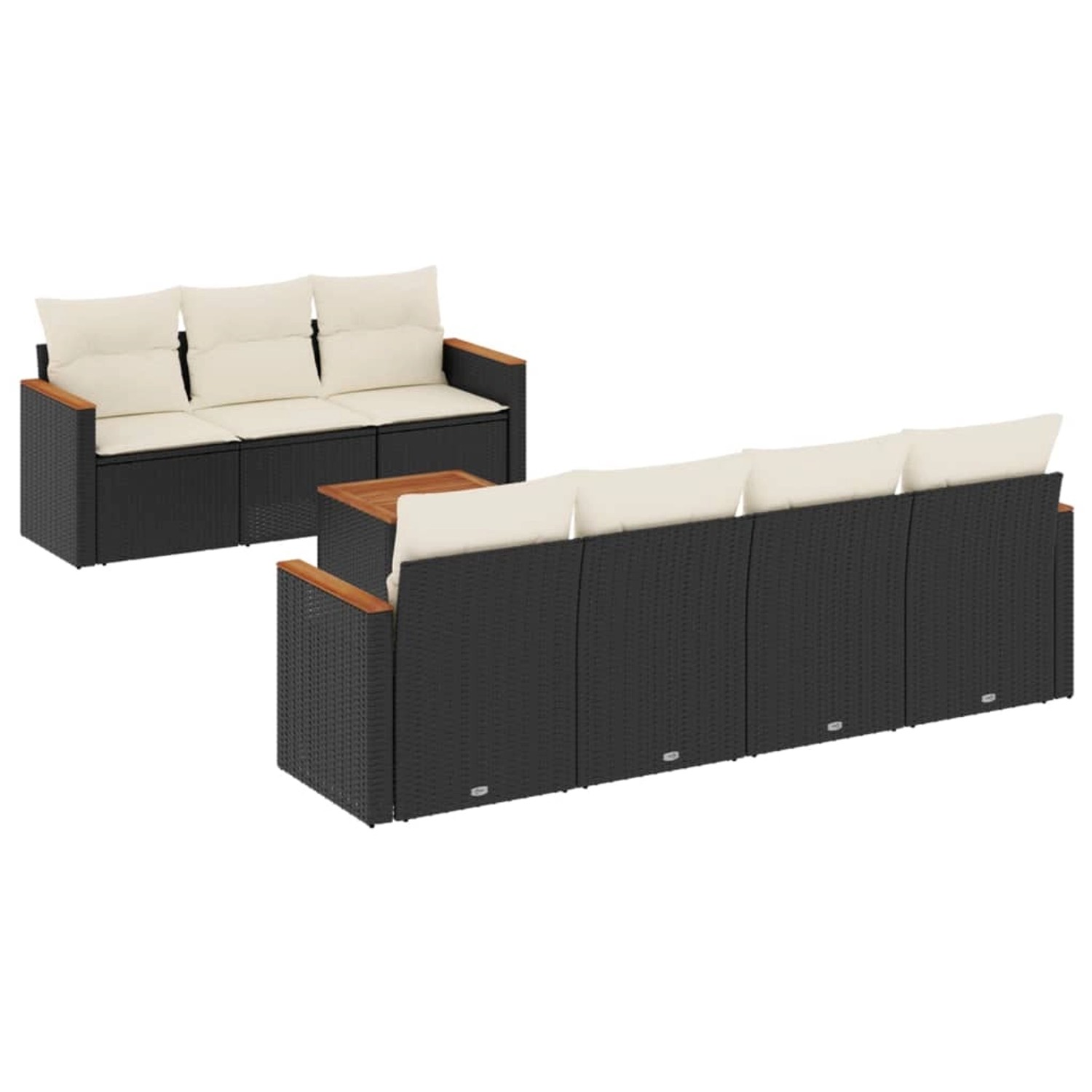 vidaXL 8-Tlg Garten-Sofagarnitur mit Kissen Schwarz Poly Rattan 3225804 günstig online kaufen