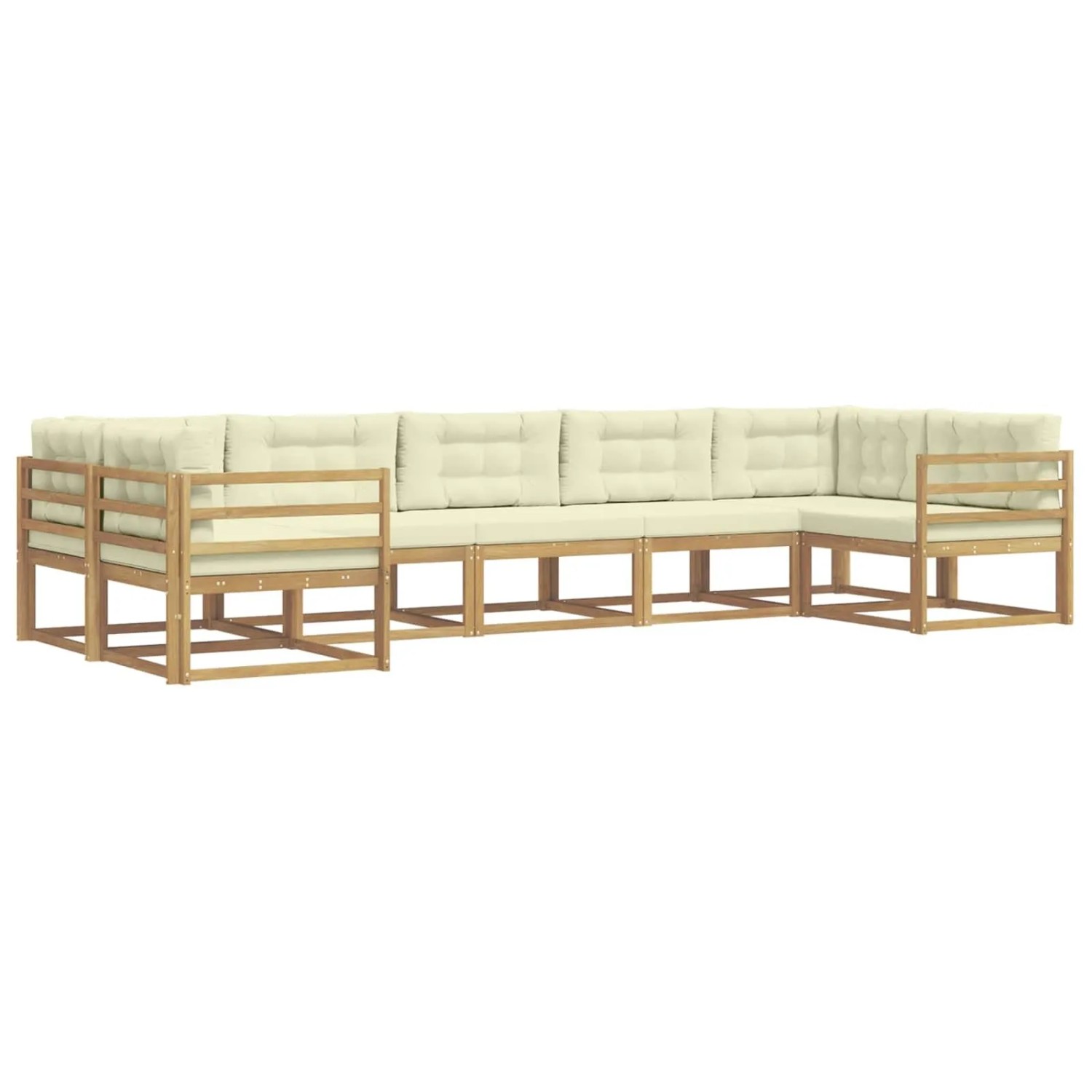 vidaXL Outdoor-Sofagarnitur mit Kissen 7 Stk Weiß und Creme 3386954