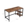 Vasagle Schreibtisch in Braun-Schwarz mit 2 Ablagen, 140x60x75 cm. Ideal für Home-Office.