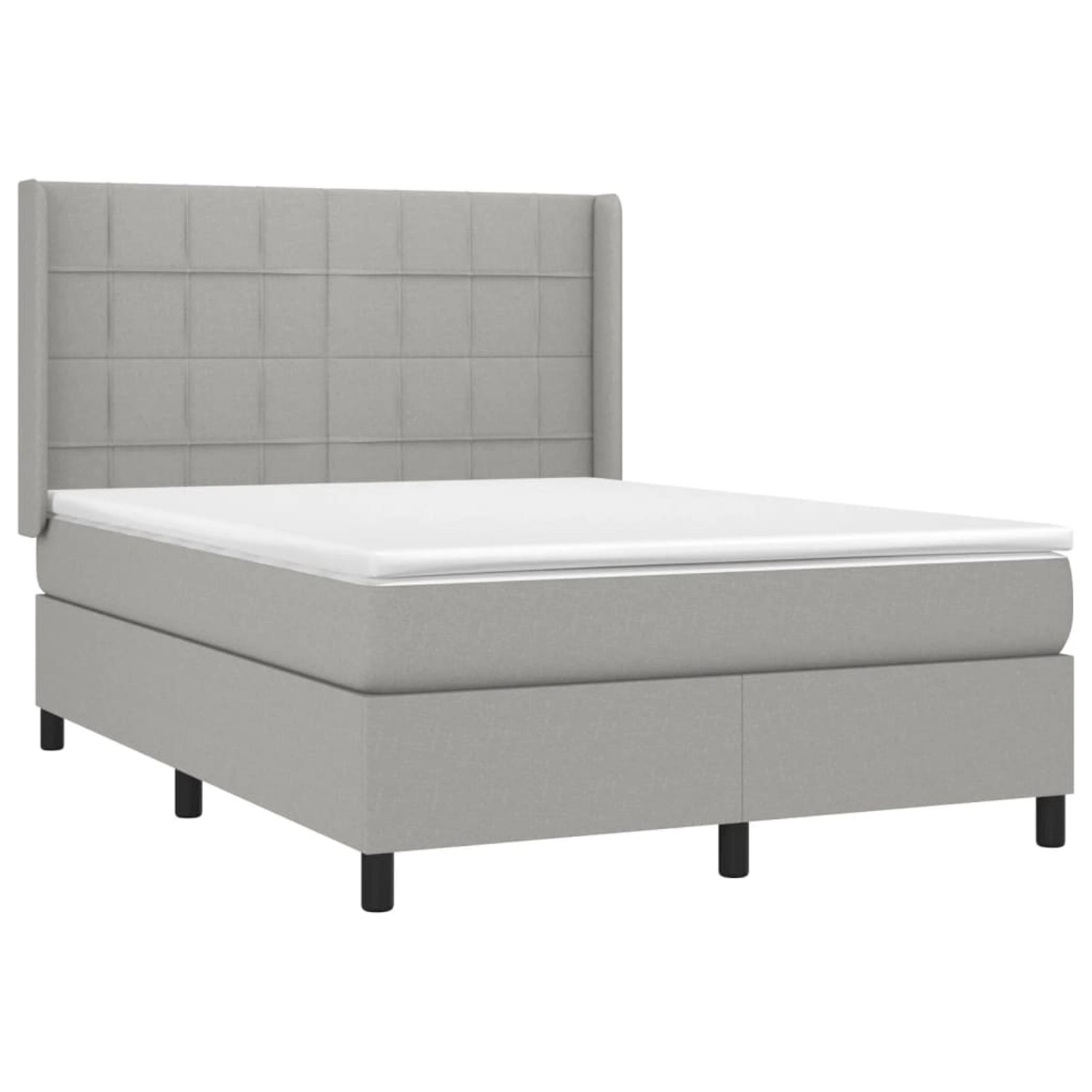 vidaXL Boxspringbett mit Matratze & LED Hellgrau 140x200 cm Stoff 3138317 günstig online kaufen
