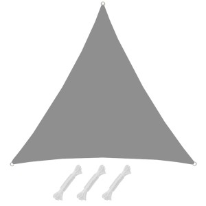 Graues AMANKA Sonnensegel Dreieck 2x2x2m aus Polyester, wasserabweisend mit Seilen.