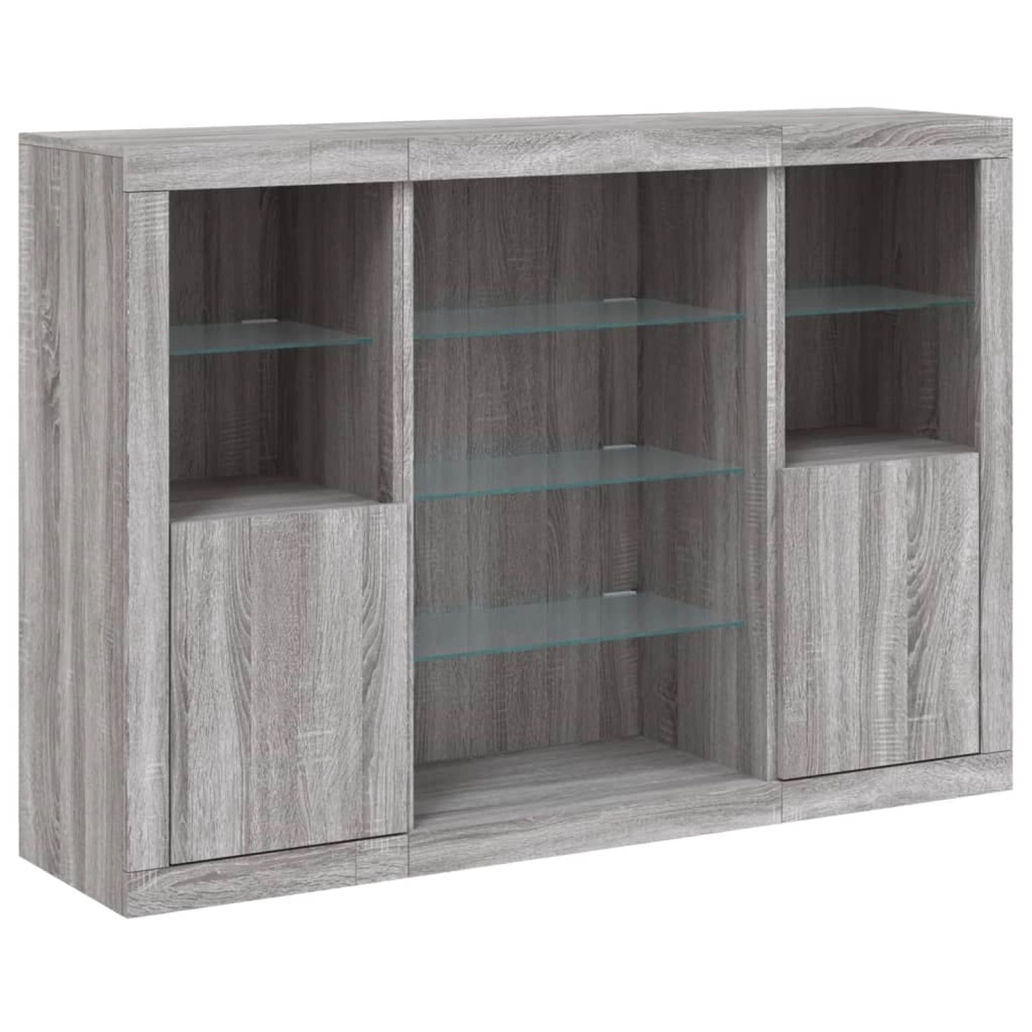 vidaXL Sideboards mit LED-Leuchten 3 Stk Grau Sonoma Holzwerkstoff 3209133 günstig online kaufen