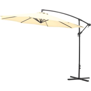 Gartenfreunde Ampelschirm, Ø 300 cm, Creme, mit Kurbel und Plattenständer.