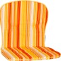 Beo Niedriglehner Auflage Mono Palma für Gartenstuhl, gestreift in Gelb-, Orange- und Rottönen.