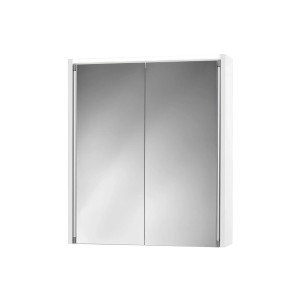 Sieper Spiegelschrank Nelma, 54x63 cm, Weiß Hochglanz mit zwei Spiegeltüren.