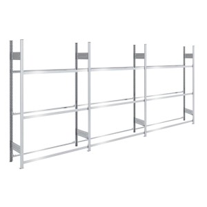 Verzinktes PROREGAL Reifenregal Tire Pro mit 3 Ebenen für bis zu 18 Reifen pro Ebene.