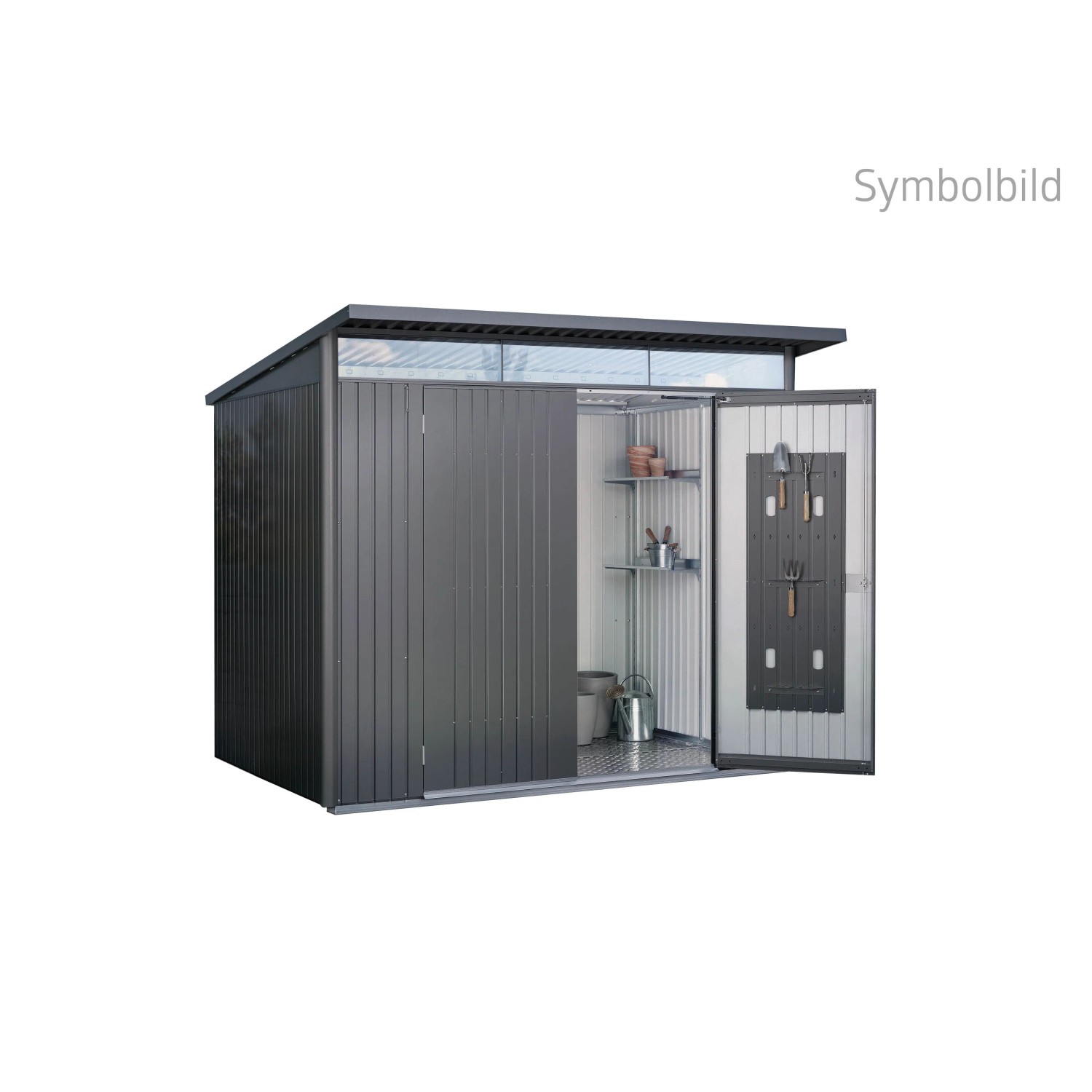 Biohort Gerätehaus AvantGarde ECO Gr. A6 mit Doppeltür, Dunkelgrau-Metallic