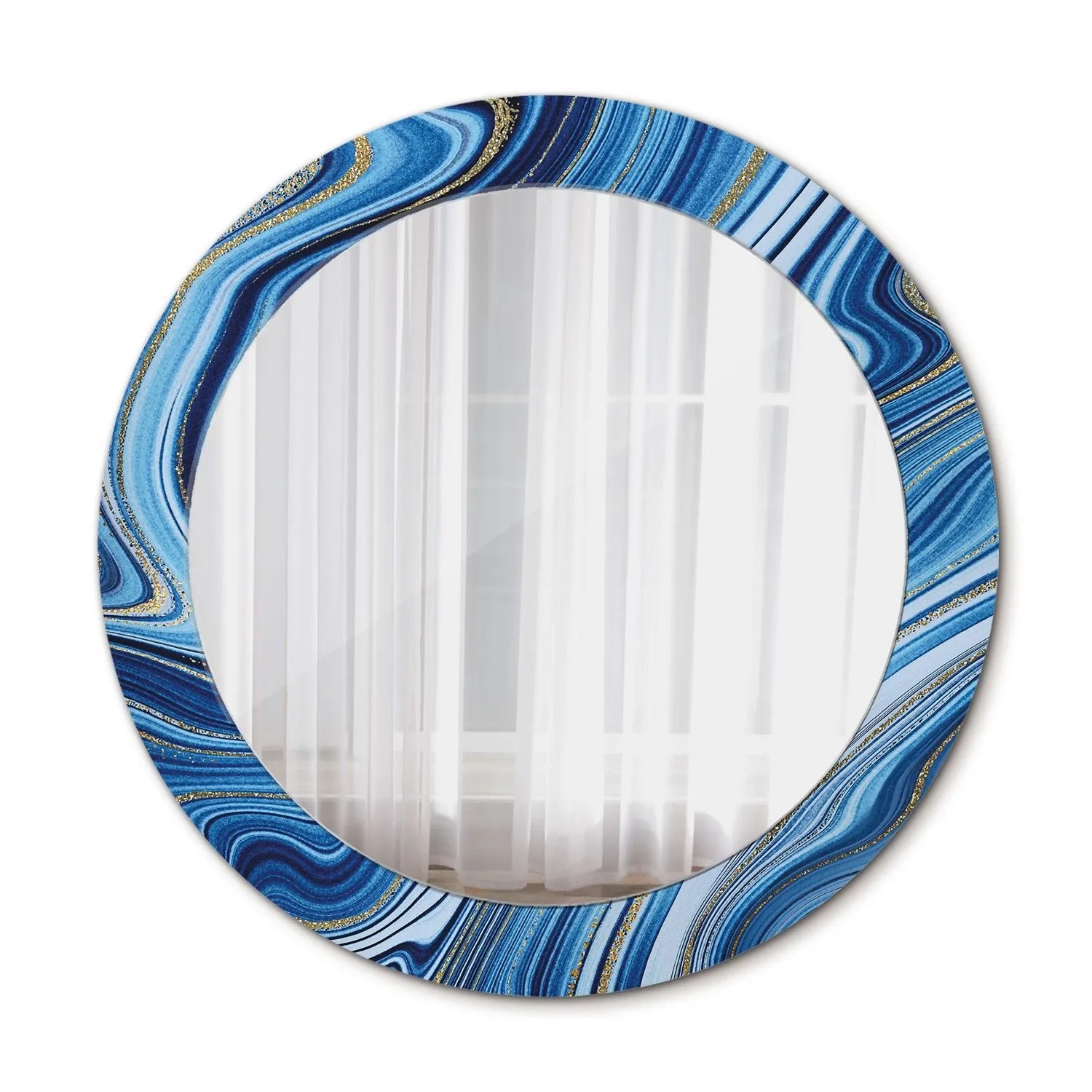 Tulup Bedruckter Spiegel Marmorfluss 70x70 cm Runder Spiegel Bedrucktem Rahmen Dekorative Spiegel Spiegel mit Ornamenten