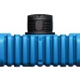 4rain Flachtank Flat S 3.000 l mit Schachtverlängerung, blauer Erdtank mit schwarzem Deckel.
