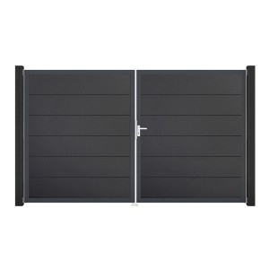 GroJa Steckzaun Tor BasicLine, DIN Rechts, Anthrazit. 2-flügeliges Gartentor mit Alu-Rahmen und Beschlagset.