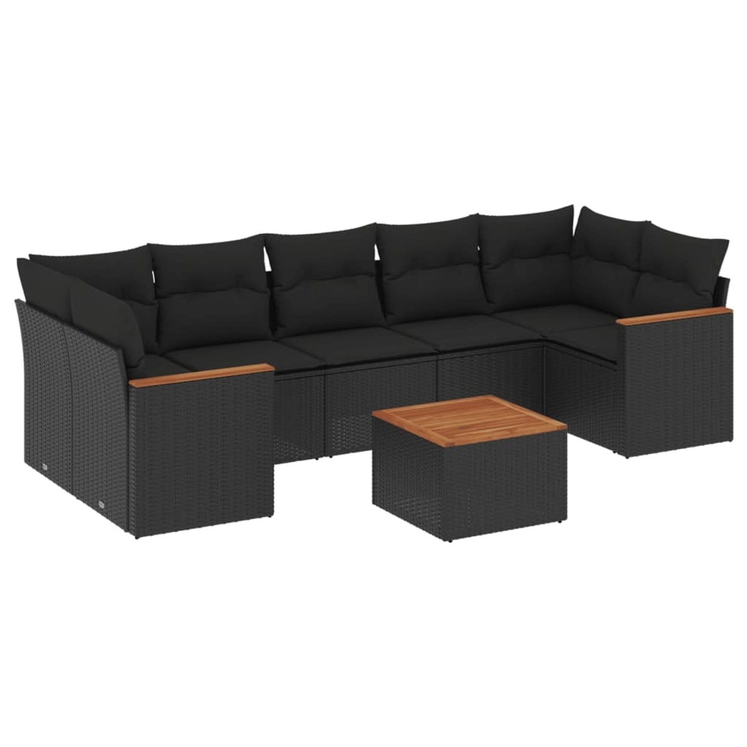 vidaXL 8-Tlg Garten-Sofagarnitur mit Kissen Schwarz Poly Rattan 3225810 günstig online kaufen