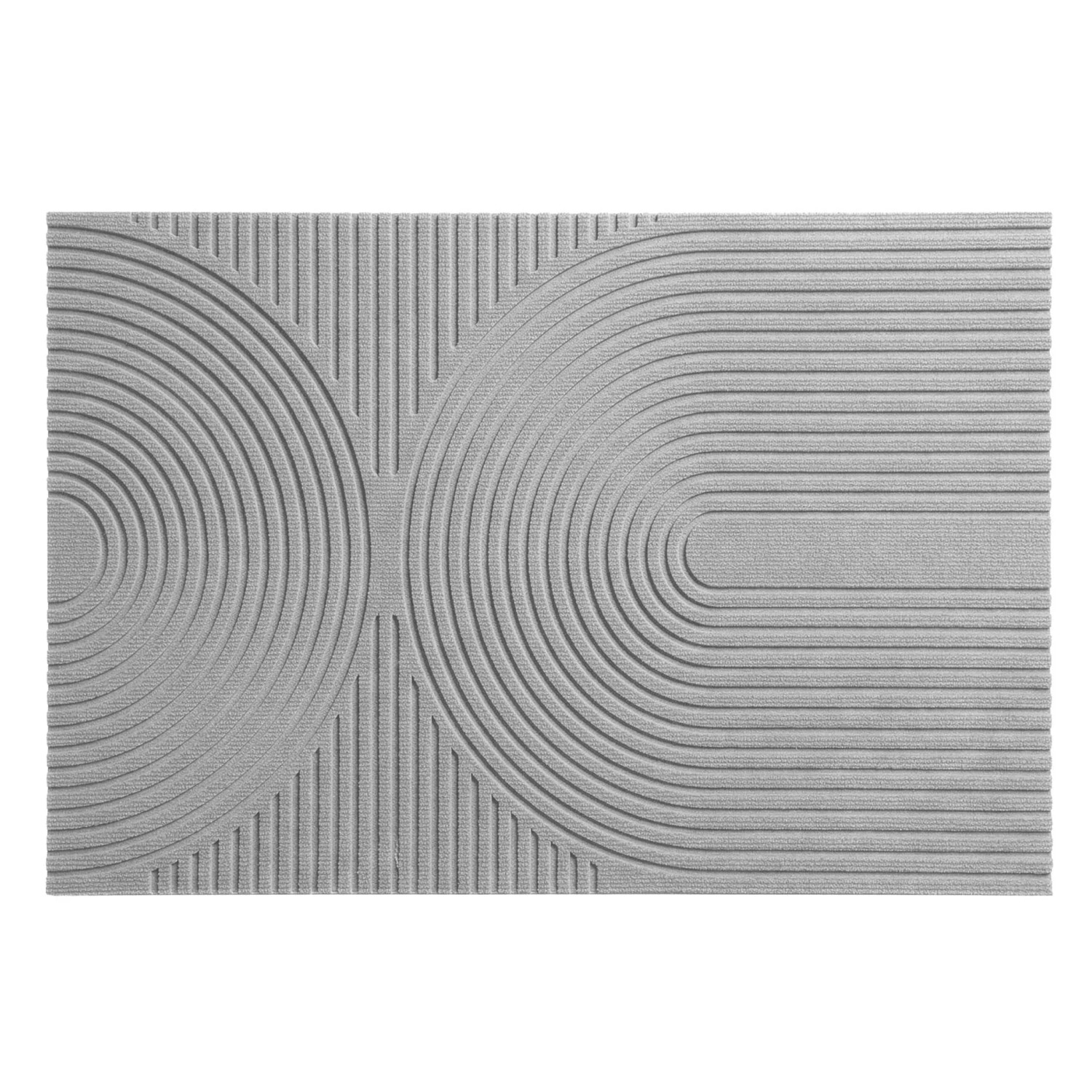 Floordirekt Schmutzfangmatte CIRCA Waschbar Rutschfest TPE-Rücken Grau Wellen 90 x 150 cm