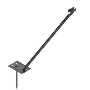 Schake Mobilzaun Stützstrebe, feuerverzinkt, 1,6m mit Schelle und Erdnagel zur Stabilisierung von Bauzäunen.