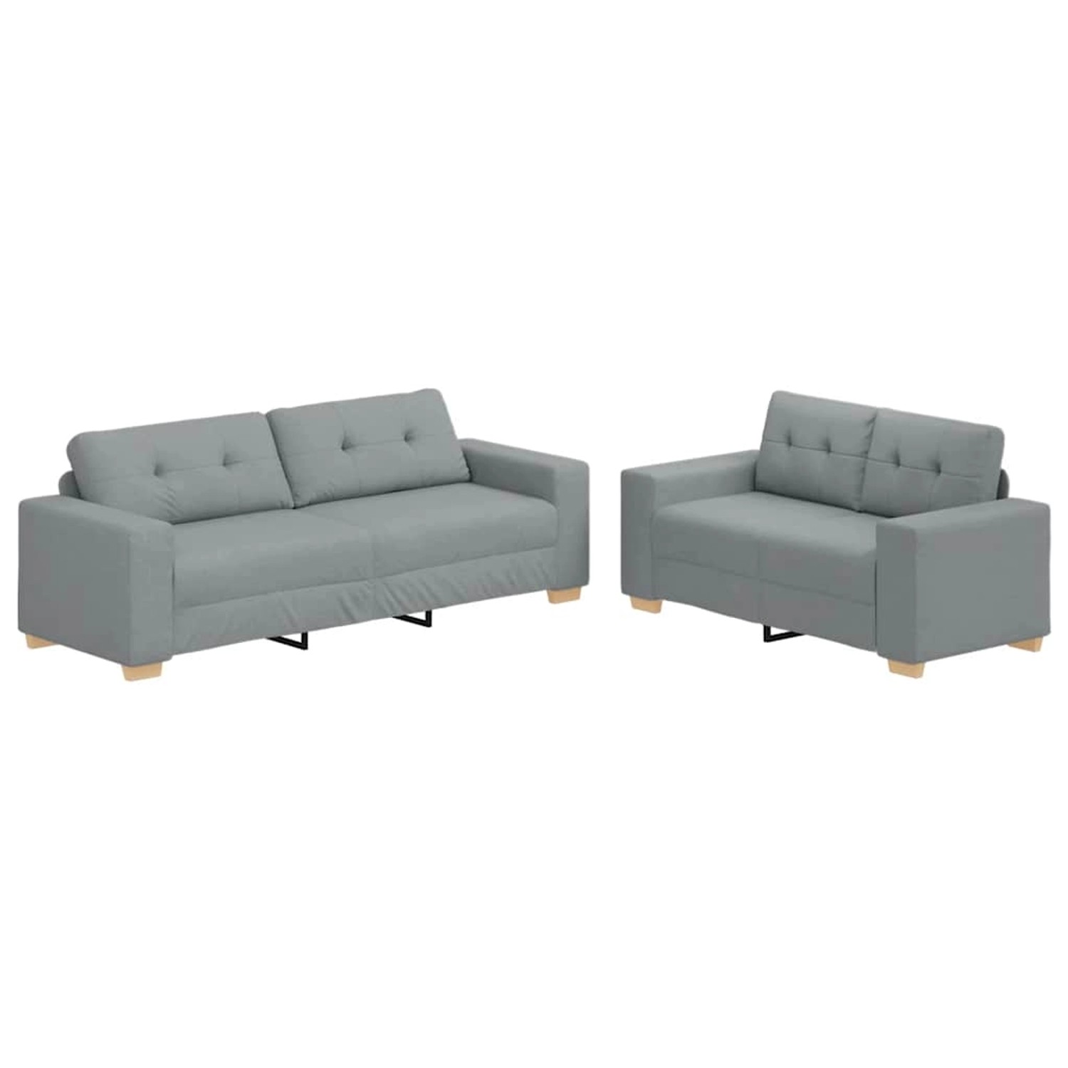 vidaXL 2-Teiliges Sofa-Set mit Kissen Hellgrau Stoff 3324710