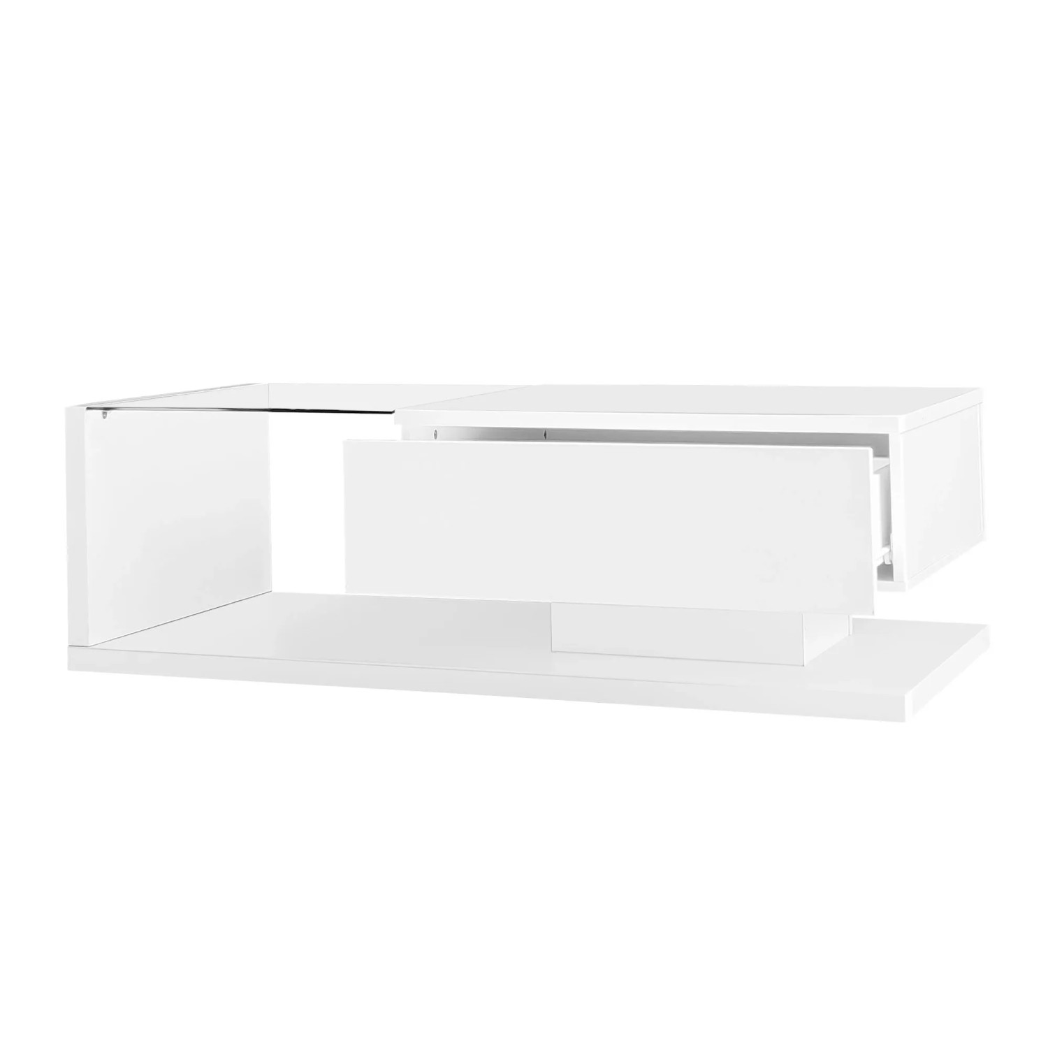 Okwish Couchtisch Mit Glas Und Led-Effekt Weiß 105 × 55 Cm