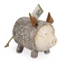 Relaxdays Sparschwein Dolomit Braun Weiß mit Entnahmeöffnung 13 cm x 9 cm x 16,5 cm 0,4 kg