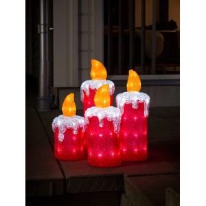 Konstsmide LED-Adventskerzen 4er-Set aus Acryl mit kaltweißen LEDs für innen und außen.