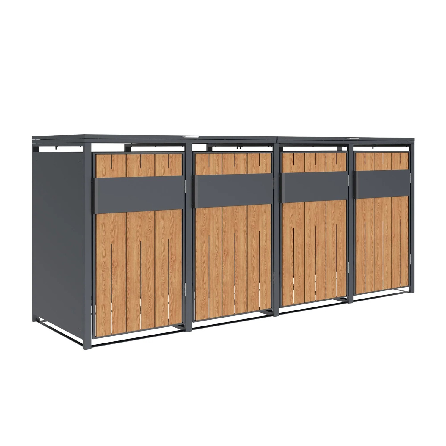 Westmann Mülltonnenbox Varius 4 Anthrazit & Holzoptik 80 cm x 265 cm x 116 cm