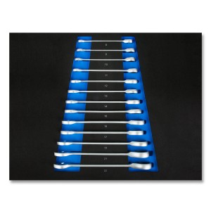 EBERTH Ringmaulschlüssel-Satz (8-22mm) im blauen Werkzeugwagen-Einsatz.