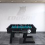 Schwarzer, faltbarer Cougar Tischkicker Scorpion Kick TS mit Fußball-Dekor.