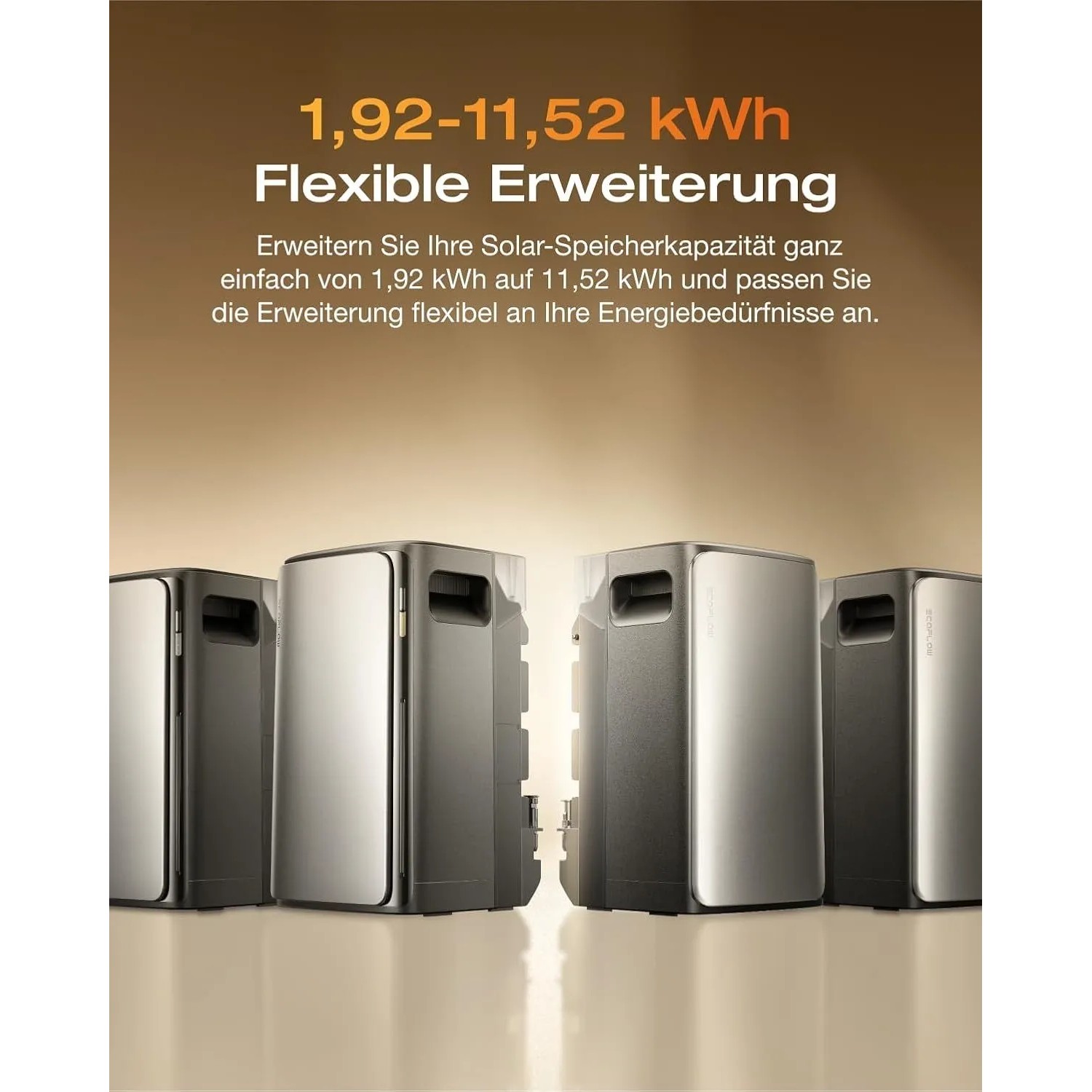 EcoFlow Stream Pro Balkonkraftwerk Speicher, modular erweiterbar von 1,92 kWh bis 11,52 kWh.
