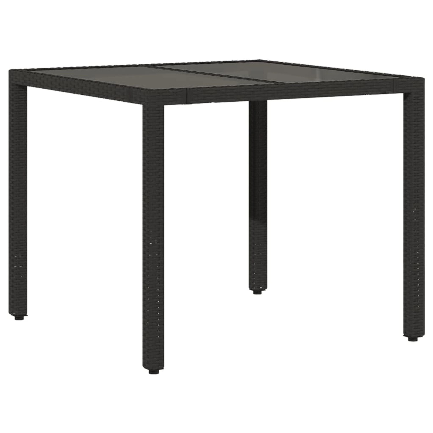 vidaXL Gartentisch mit Glasplatte Schwarz 90x90x75 cm Poly Rattan 365586 günstig online kaufen