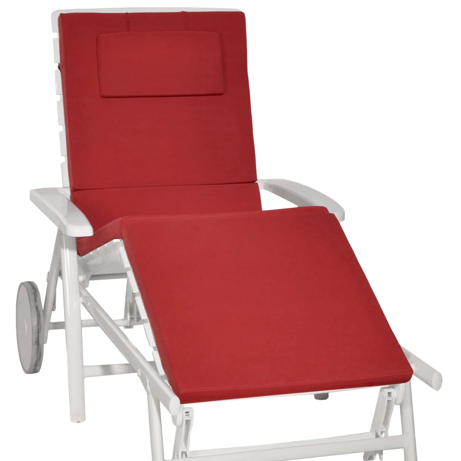 Rote Beautissu Loft RL Rollliegenauflage 200x60cm für Gartenliege.