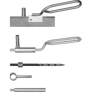 SFS Stockanschlagwerkzeug Set für Einbohrbänder ø 16 mm. Bohrlehre, Stufenbohrer, Eindrehknopf, Richtstift für Türmontage.