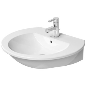Weißes Duravit Darling New Waschbecken, 65 cm, mit Hahnloch und Überlauf.