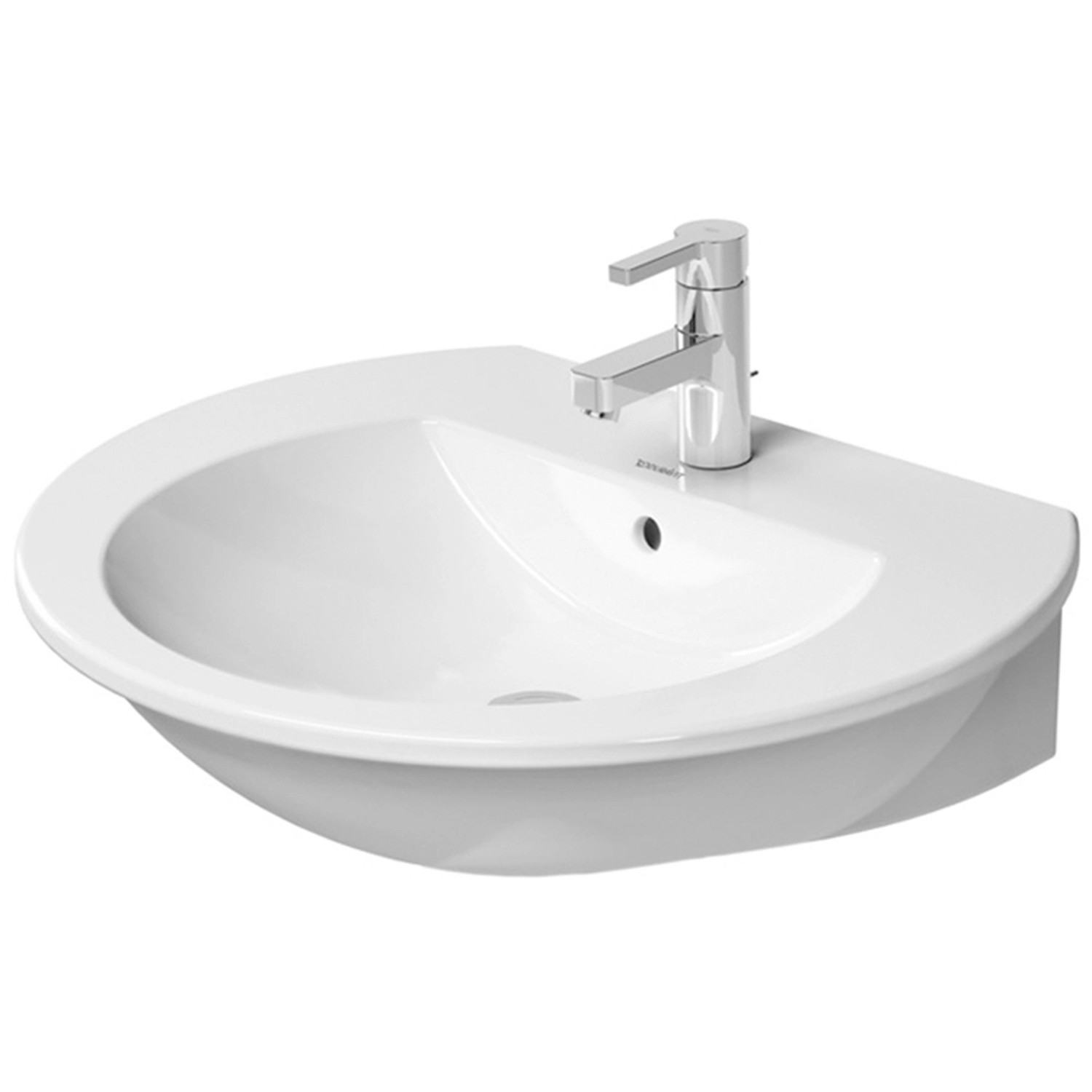 Duravit Waschbecken Darling New 65 cm Weiß mit Überlauf 1 Hahnloch WonderGliss