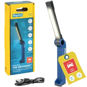 Rapid LED-Arbeitsleuchte The Mechanic mit Akku, 500 lm, ausklappbarer Leuchtarm, USB-Ladekabel.