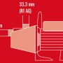 Skizze der Einhell Gartenpumpe GC-GP 6538 mit Maßangaben zu den Anschlüssen (33.3mm R1 AG).