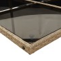 Detailansicht der Tischplatte der vidaXL Garten-Essgruppe aus Rattan mit Glasplatte.