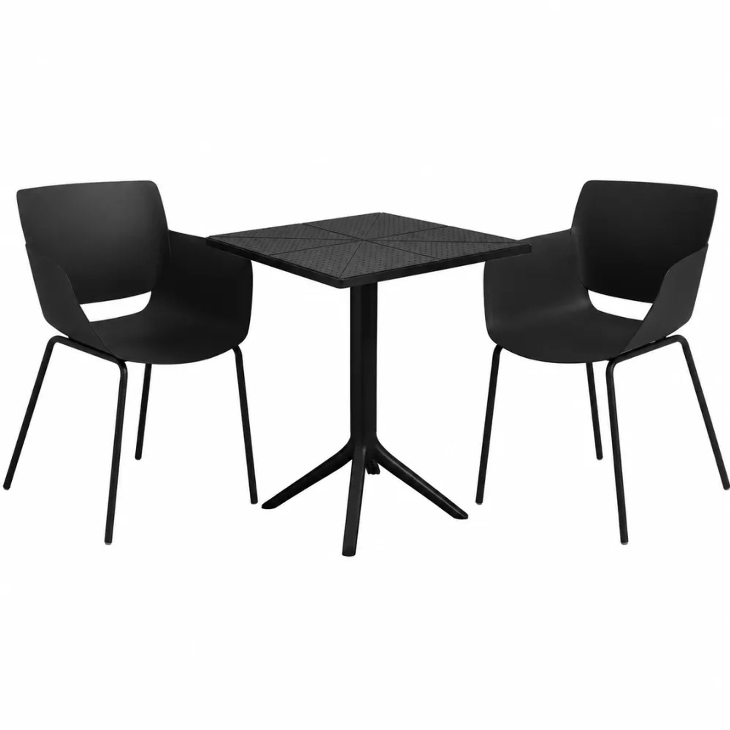 DELUKE Gartenmöbel-Set ALMA mit 2 Stühlen 168x60x80cm Kunststoff Schwarz Balkonset Gartenset Tisch mit Stühlen Bistroset Outdoor