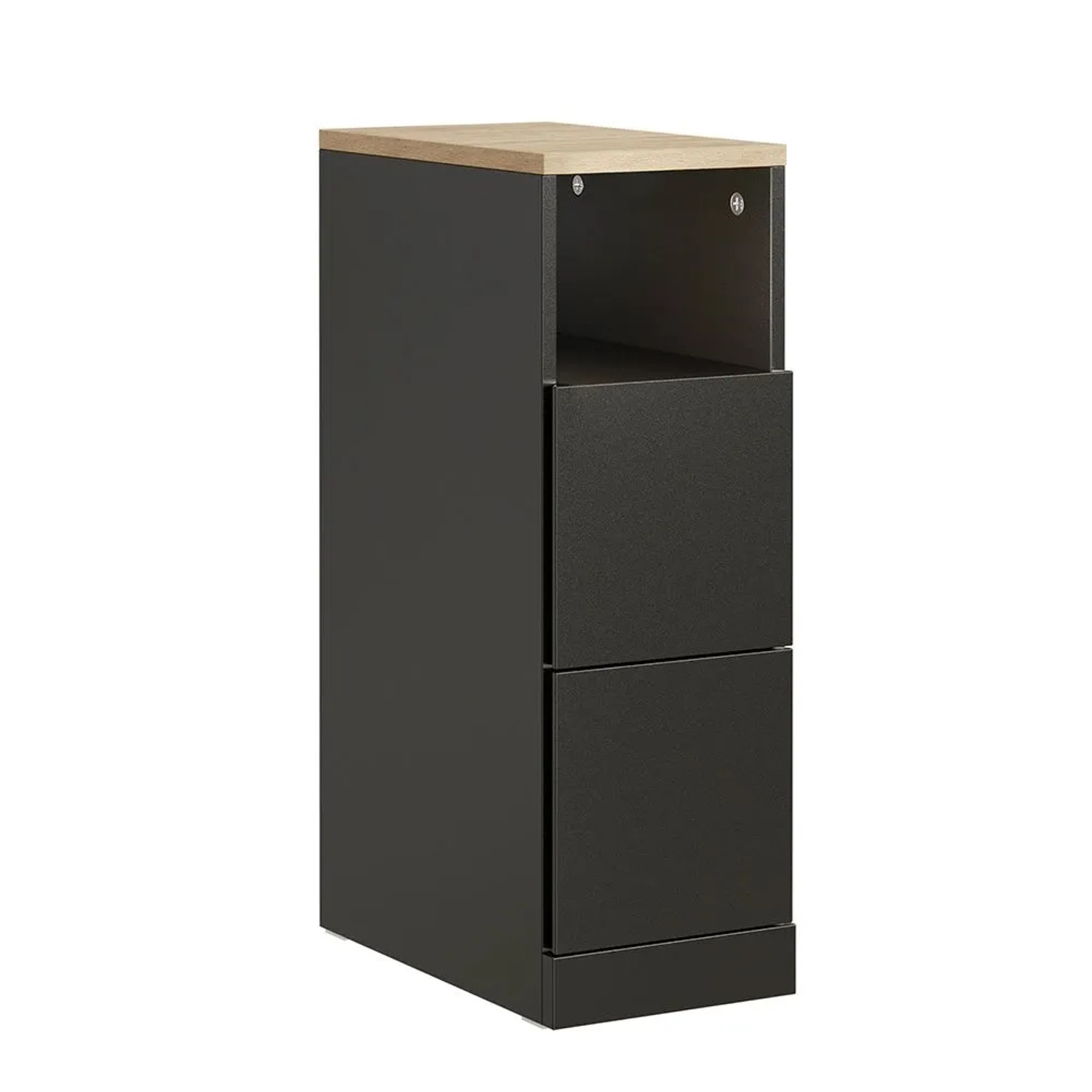 SoBuy Schmaler Nachttisch Beistelltisch mit 2 Schubladen Nachtschrank 20x35x60cm Schwarz FBT149-SCH