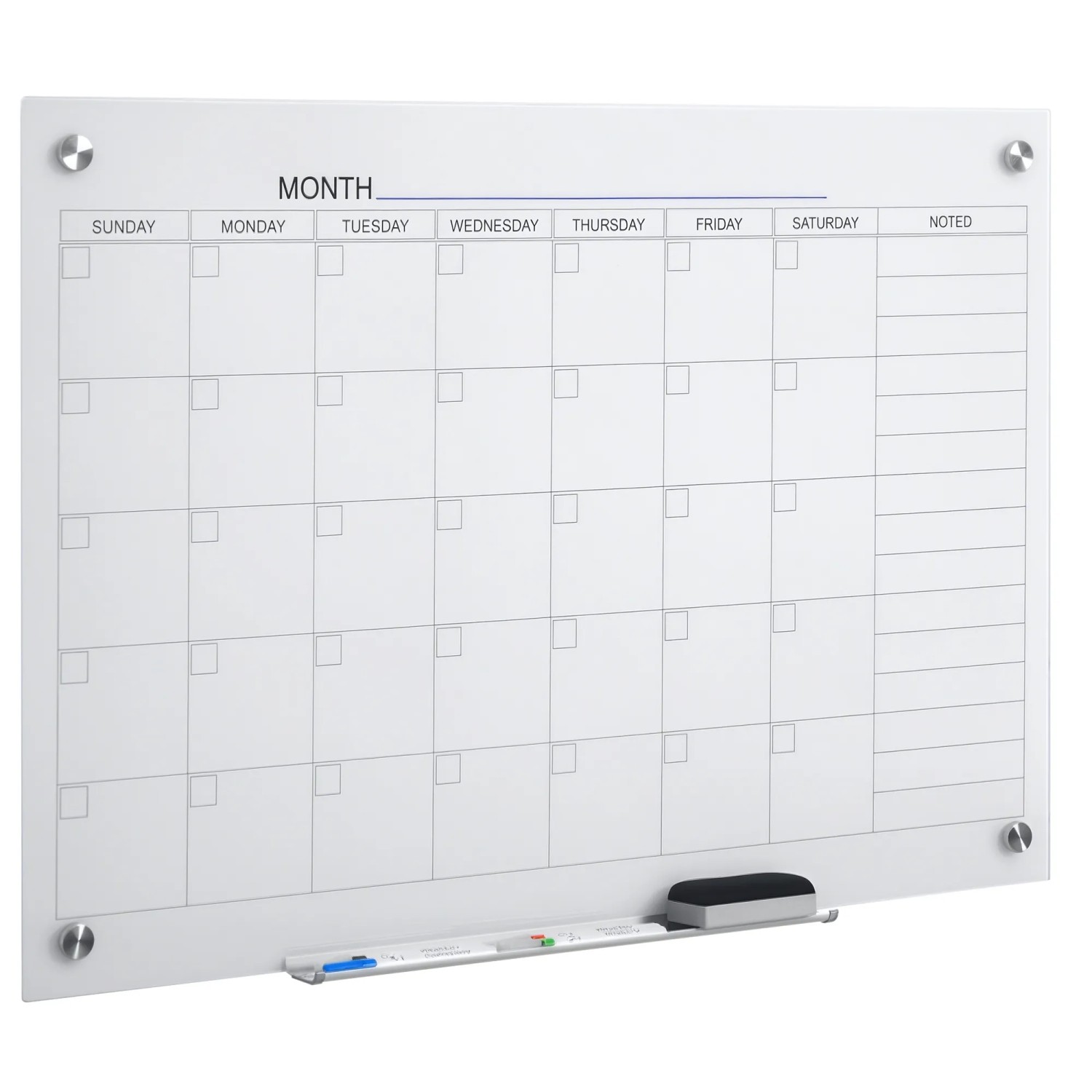 Vinsetto Kalendertafel Whiteboard Glasplatte Weiß 90B x 60T x 0,2H cm