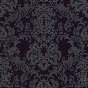 Detailansicht der grauen und schwarzen Bricoflor Neobarock Vliestapete mit elegantem Barock Muster.