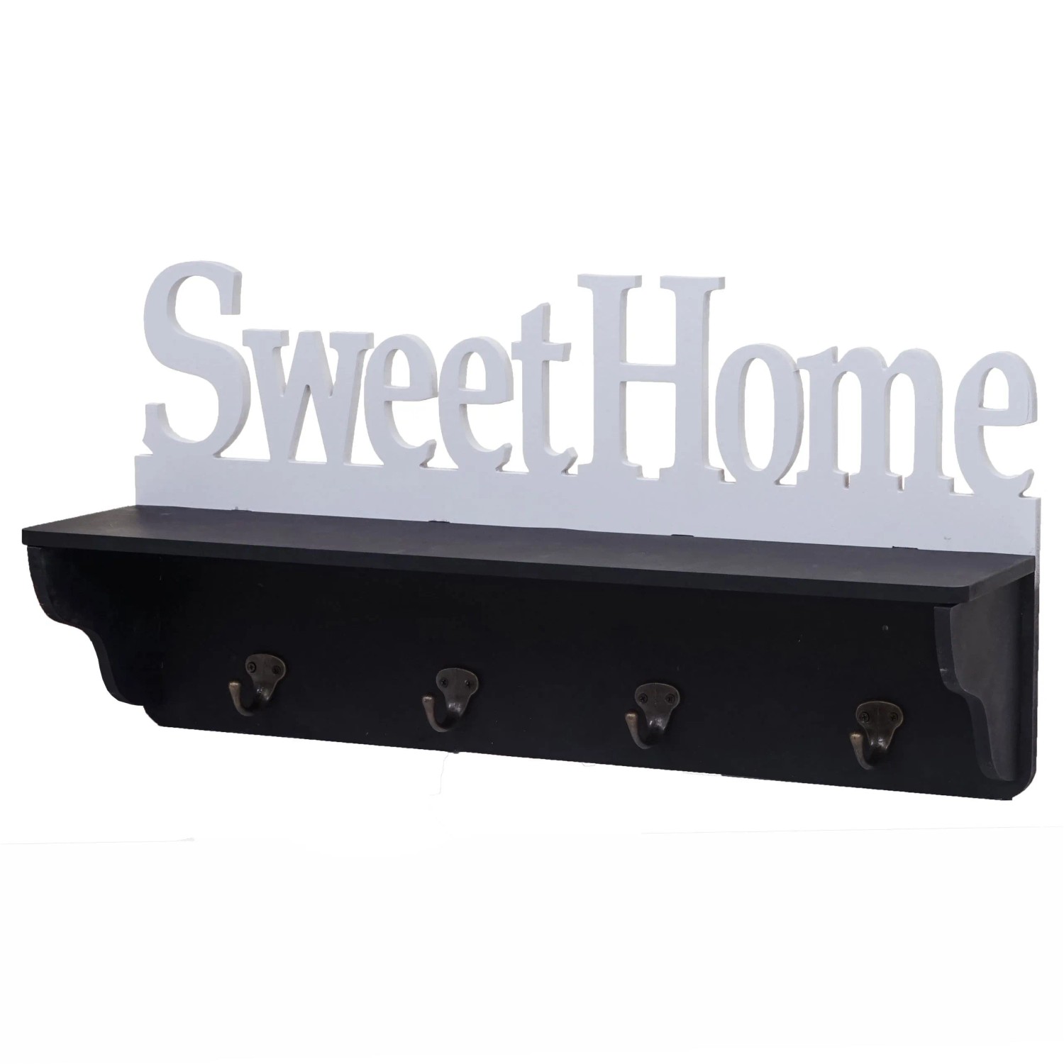 MCW Wandgarderobe D41 Sweet Home 4 Haken Schwarz/weiß