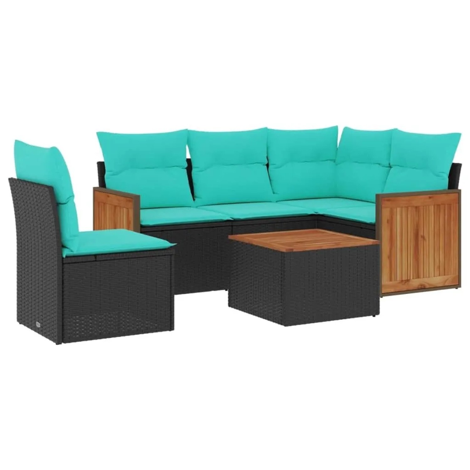 vidaXL 6-Tlg Gartensofa-Set mit Kissen Schwarz Polyrattan 3227660 günstig online kaufen