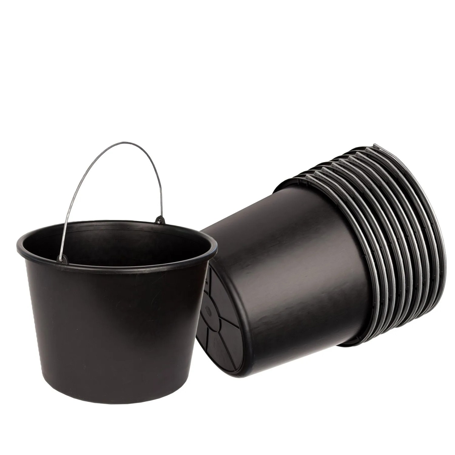 BigDean 5 Stück Baueimer 20l Mörteleimer mit Henkel Eimer für Baustelle Garten Stabiler Wasserkübel Betoneimer mit Skala