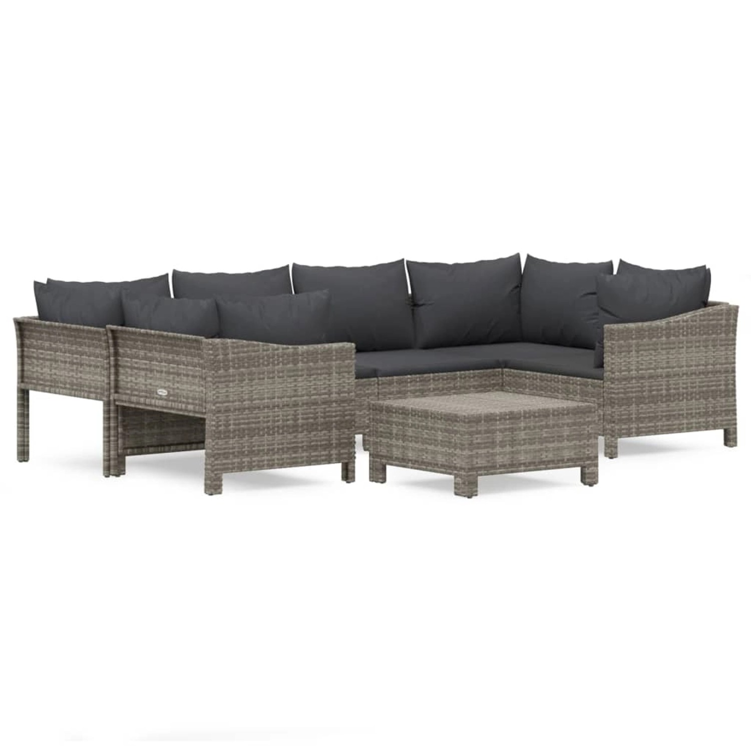 vidaXL 7-Tlg Garten-Lounge-Set mit Kissen Grau Poly Rattan 3187301