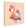 Banjado Schlüsselbox mit Aquarell-Flamingo auf Holzfront, 30x30cm, 50 Haken.