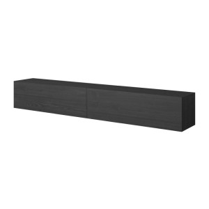 Selsey TV-Hängeboard Bisira 200 cm in Schwarzgrau Holzoptik Esche mit 2 Klapptüren für modernes Wohnzimmer.