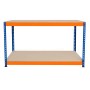 Monstershop S-Rax Werkbank, 2-stufig, 150x60x90cm, blau-orange. Werkbank mit Spanplatten.