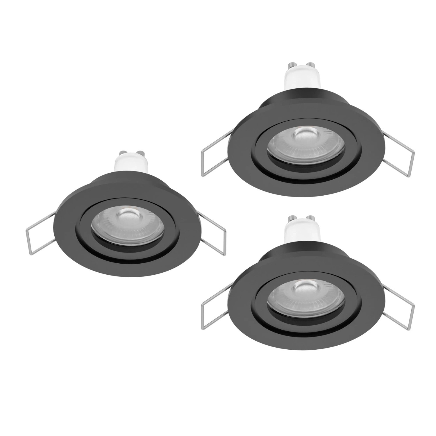 Eglo Einbauleuchte Barranco GU10 3-fach IP44 Schwarz Ø84 mm