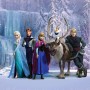 Disney Eiskönigin Fototapete (360x270cm) mit Elsa, Anna, Kristoff, Olaf und Sven vor Winterlandschaft.