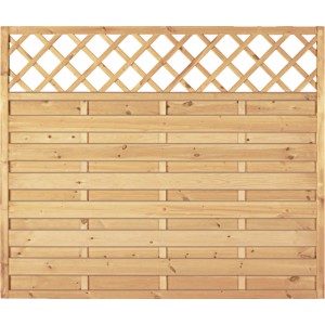 T&J Sichtschutzzaun Maxi-Massiv-Ranki, grün, 180x150cm. Holzzaun mit Rankgitter für Garten und Terrasse.