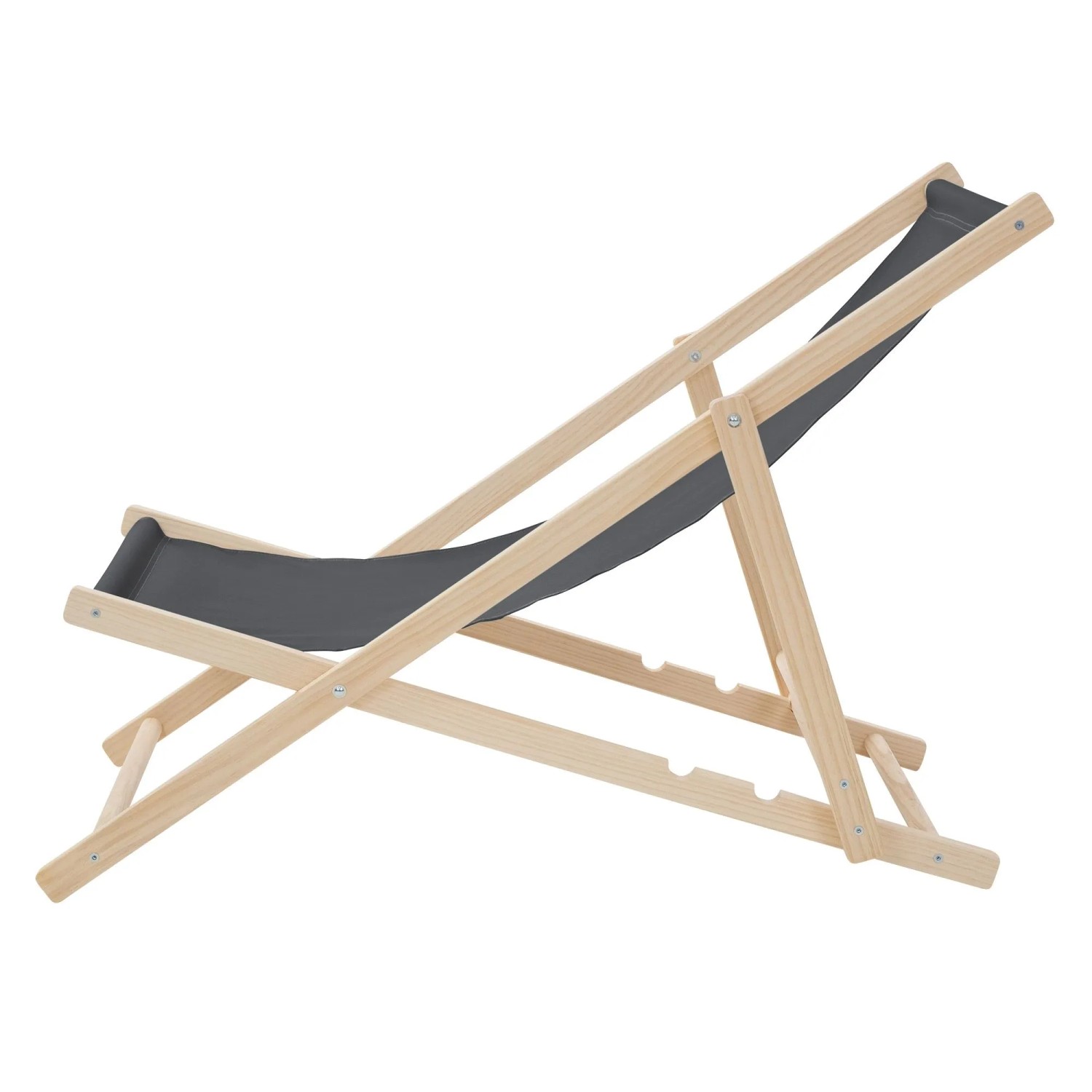 Klappbarer, anthrazitfarbener Holz-Liegestuhl, 10er Set. Verstellbare Sonnenliege für Garten und Balkon.