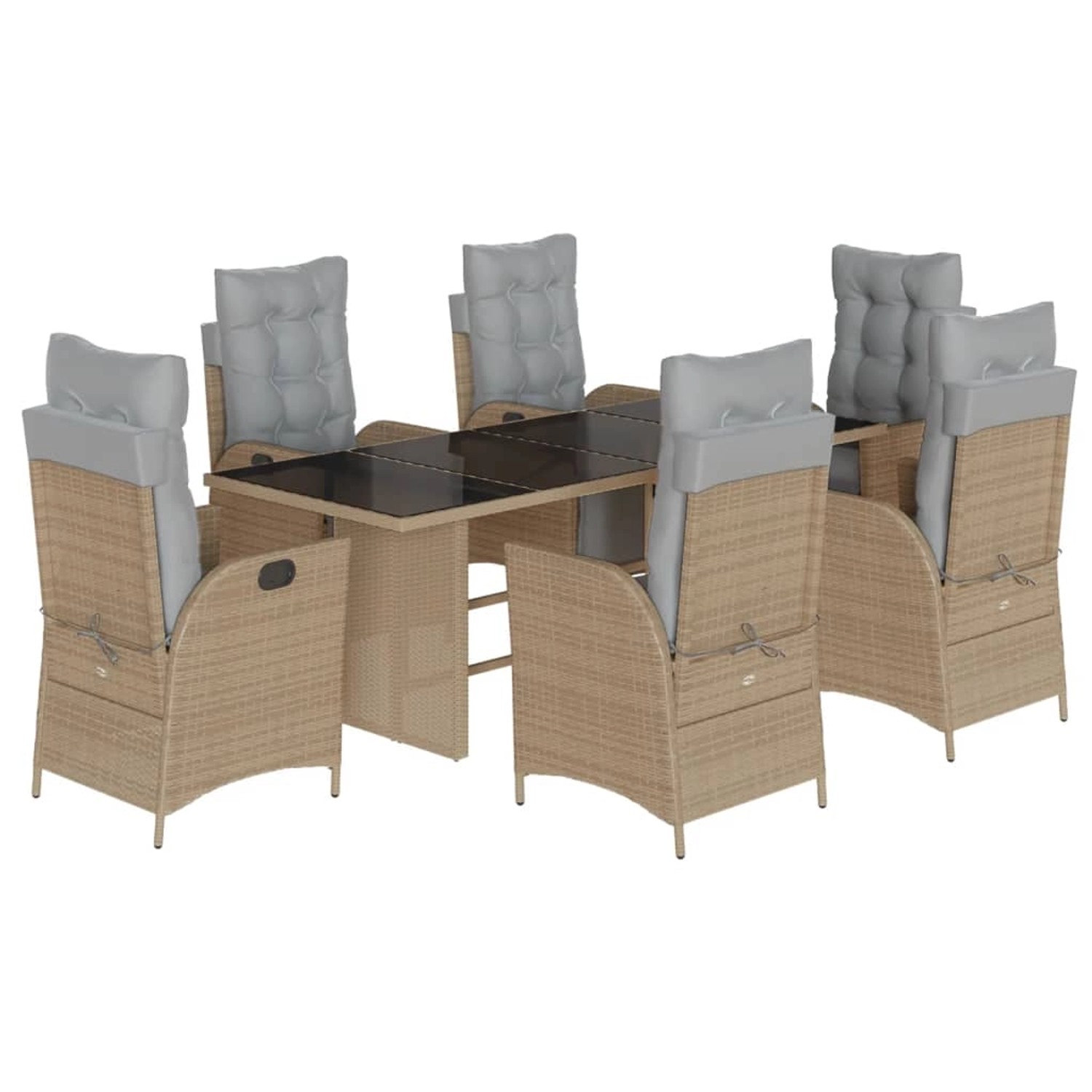 vidaXL 7-Tlg Garten-Essgruppe mit Kissen Beigemischung Poly Rattan 3213360 günstig online kaufen